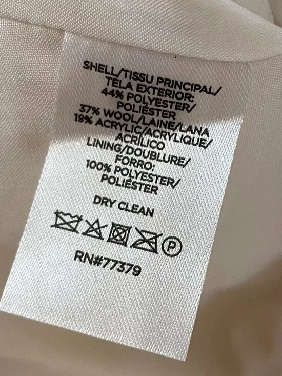 New Ann Taylor Wool Blend Tweed Peacoat Ivory Large $218 - Picture 7 of 8